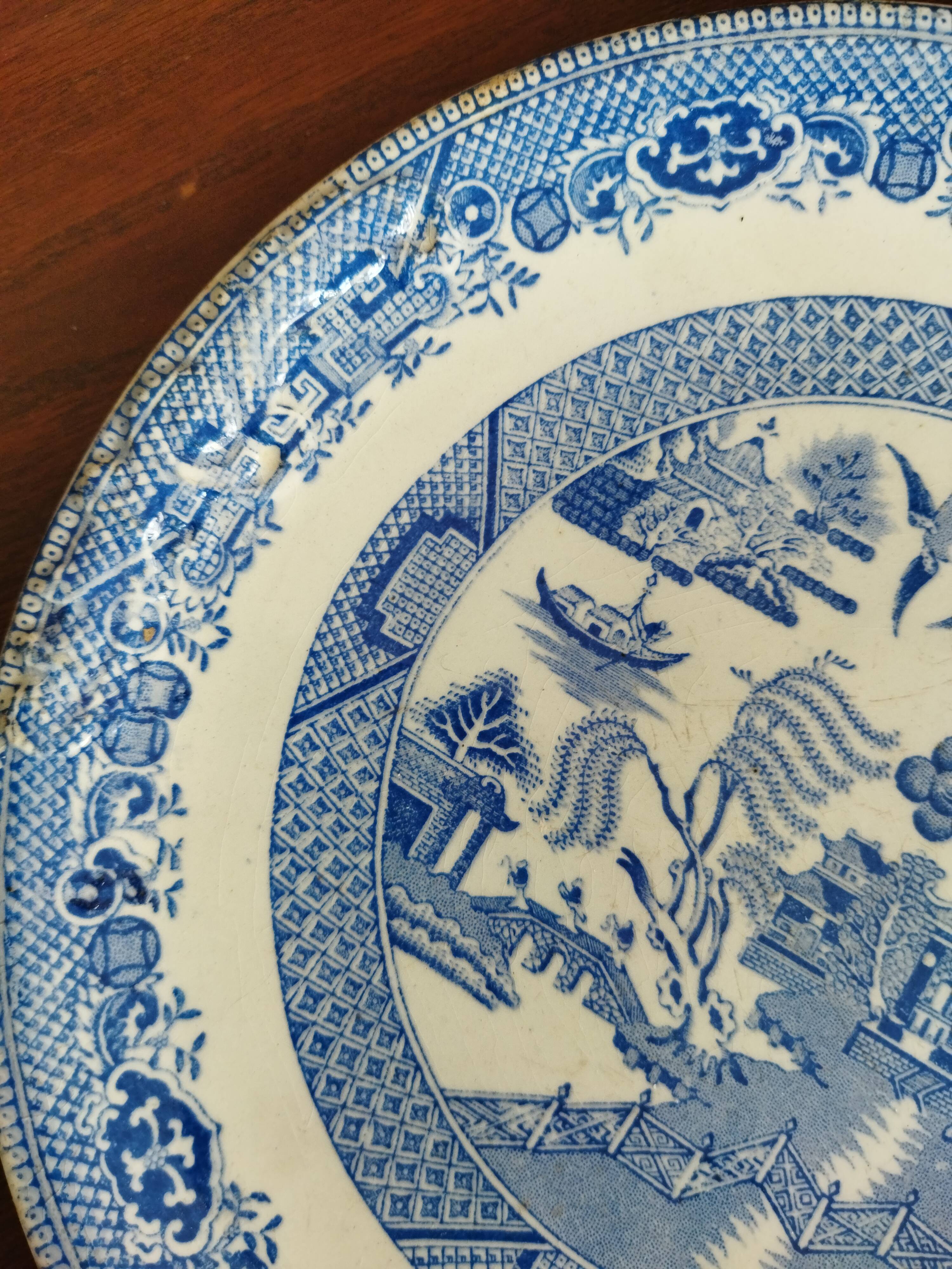 Six blue & white plates Gien, Villeroy & Boch, Sarreguemines, W.Adams (Tunstall) and K&G Luneville