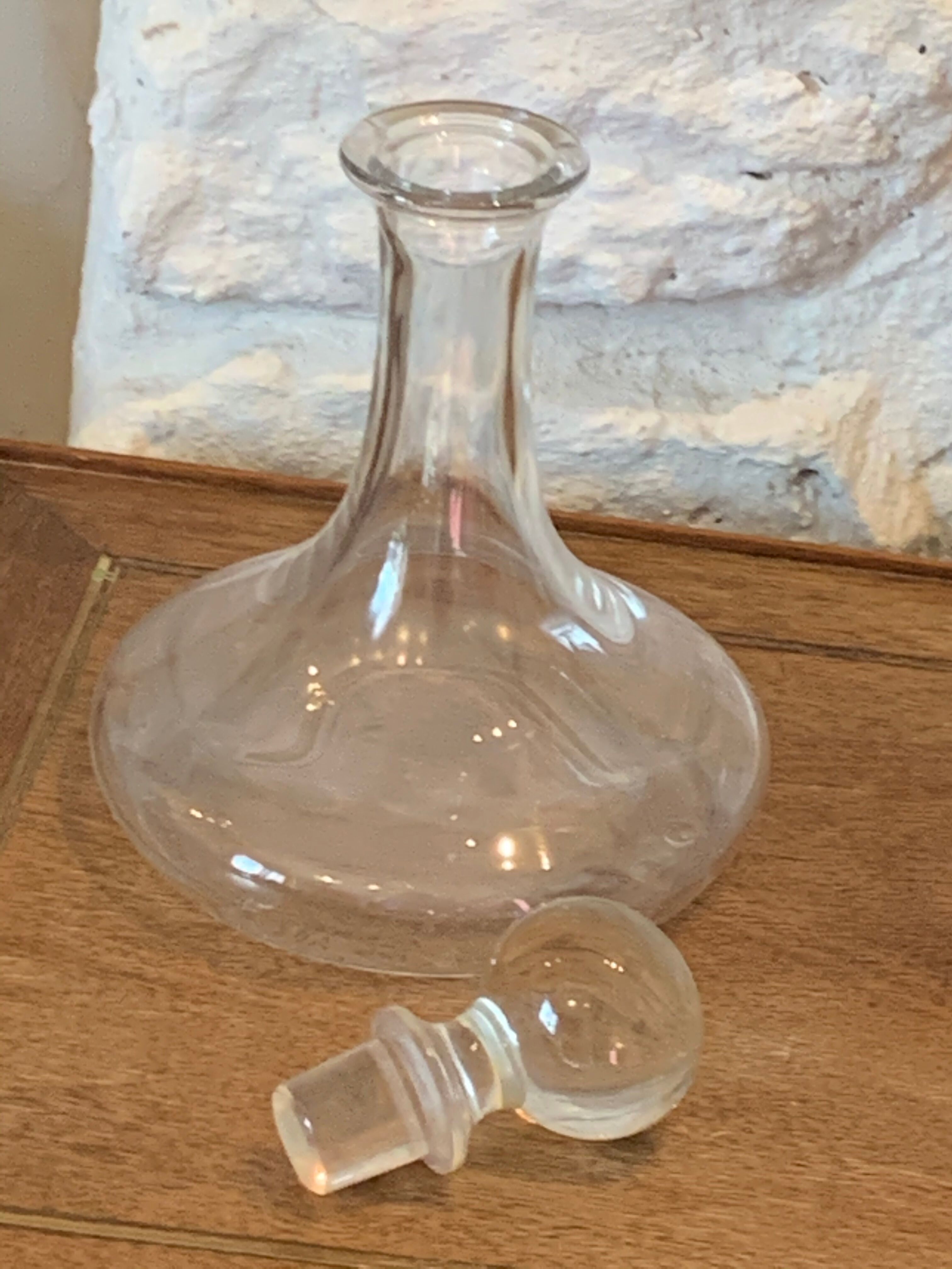 Wine carafe to decant and its vintage glass ball cap
