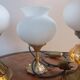 Trio lampes à poser style art deco bronze et opaline blanche