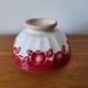 Old Faience Bowl from DIGOIN with Facets and Bordeaux Fruit Decoration
