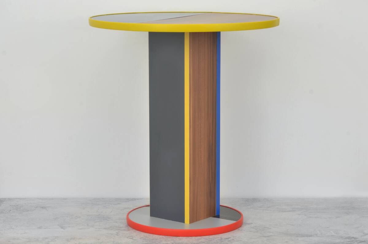 Handmade table made from recycled materials. Neoplasticism-style table.