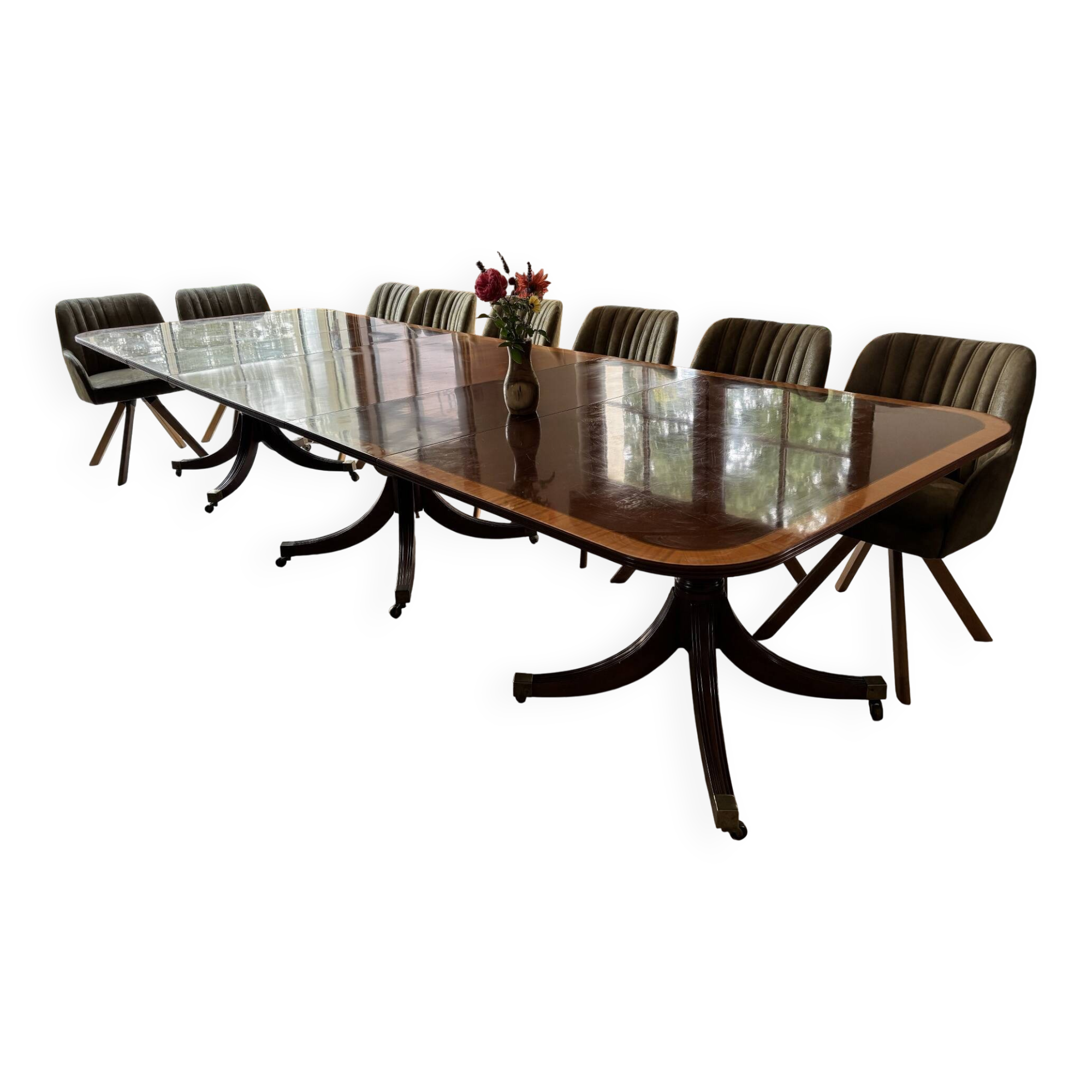 A Vintage Regency Revival very large family dining table 14 person