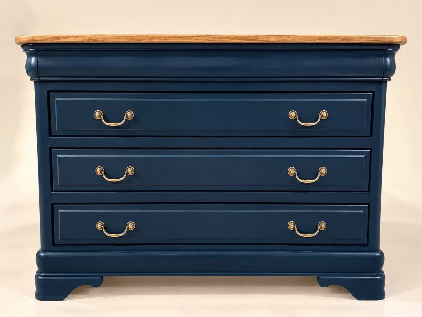 Commode with 3 drawers in Louis-Philippe style – Solid cherry wood – Versailles parquet top