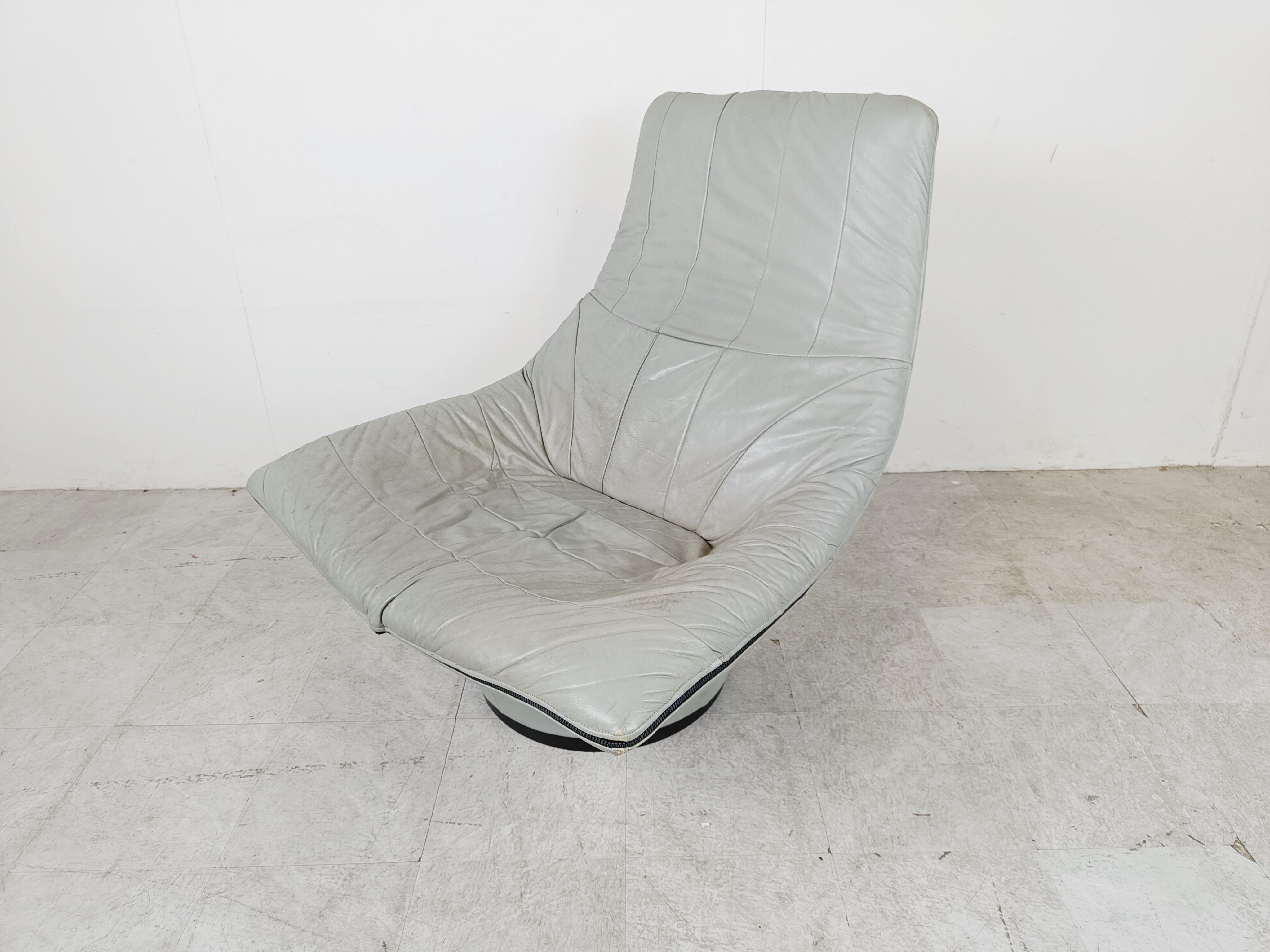 Vintage leather lounge chair by Gerard van den Berg, 1970s