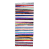 Tapis couloir vintage turc Oushak fait main en laine et coton bleu 142x347 des années 1970