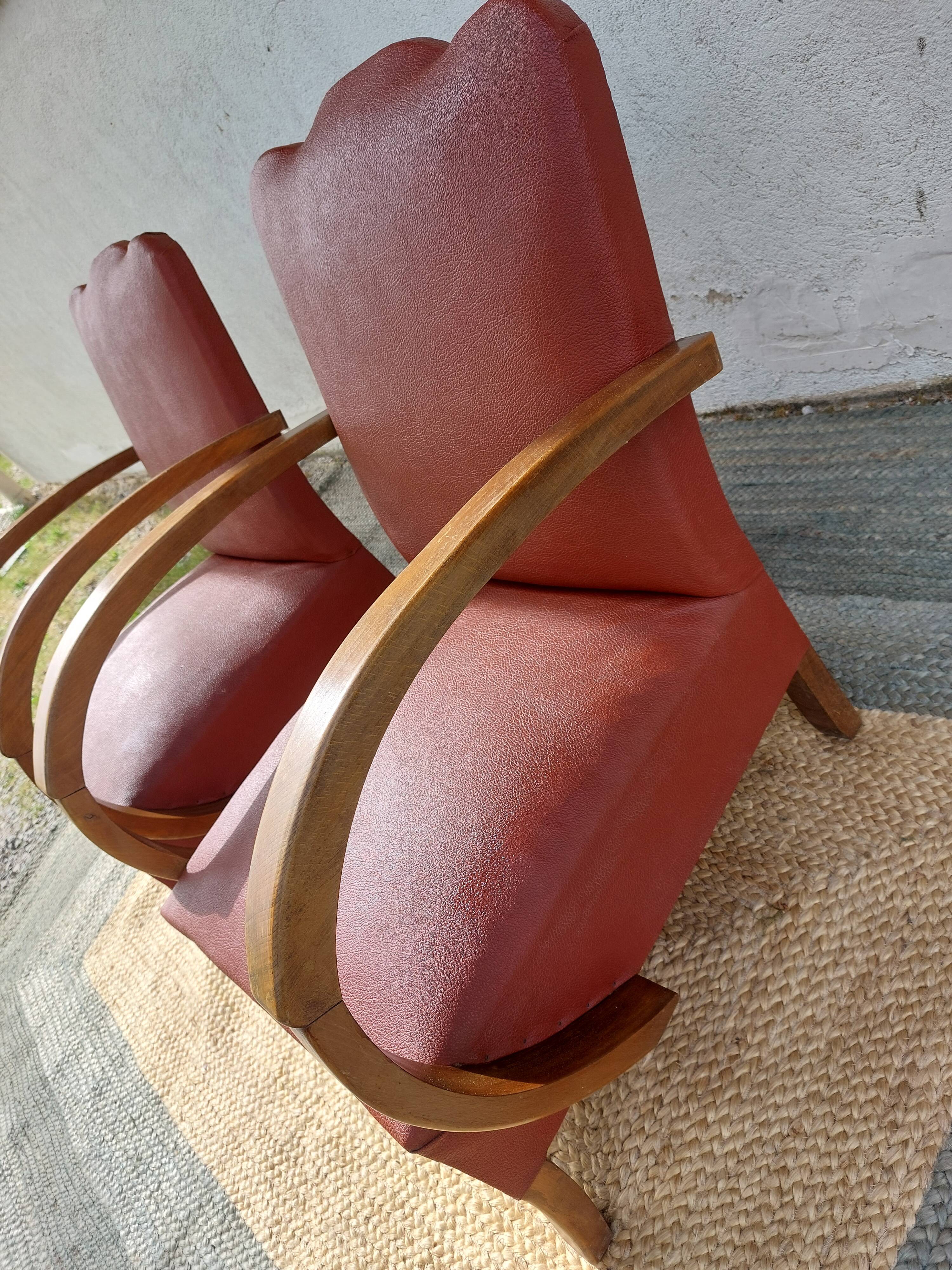paire de fauteuils art déco, terracotta