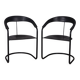 Paire de chaises "Canasta" en métal et cuir des années 1970 conçues par Arrben