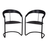 Pair of vintage 1970s metal and leather "canasta" chairs designed by arrben