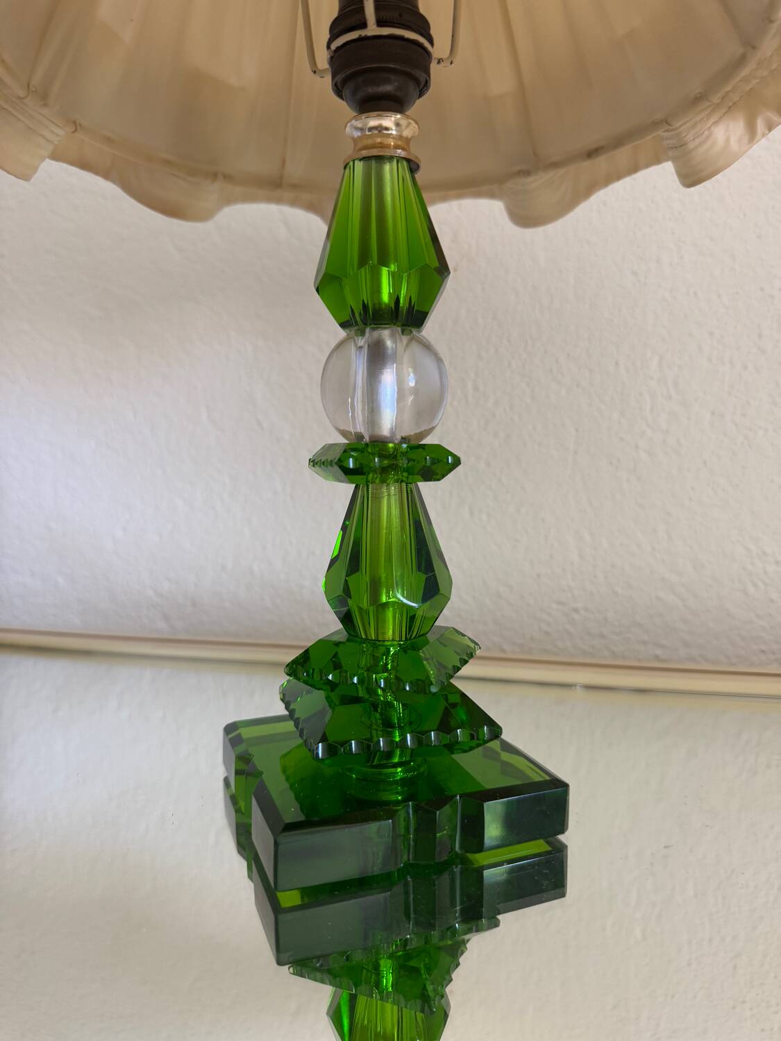 Lampe cristal émeraude Art Déco
