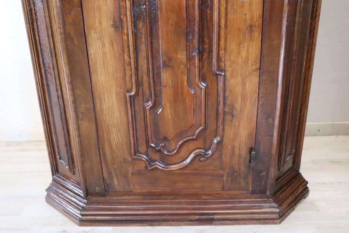 Pair of antique corner cabinets, Italy 17th century restored