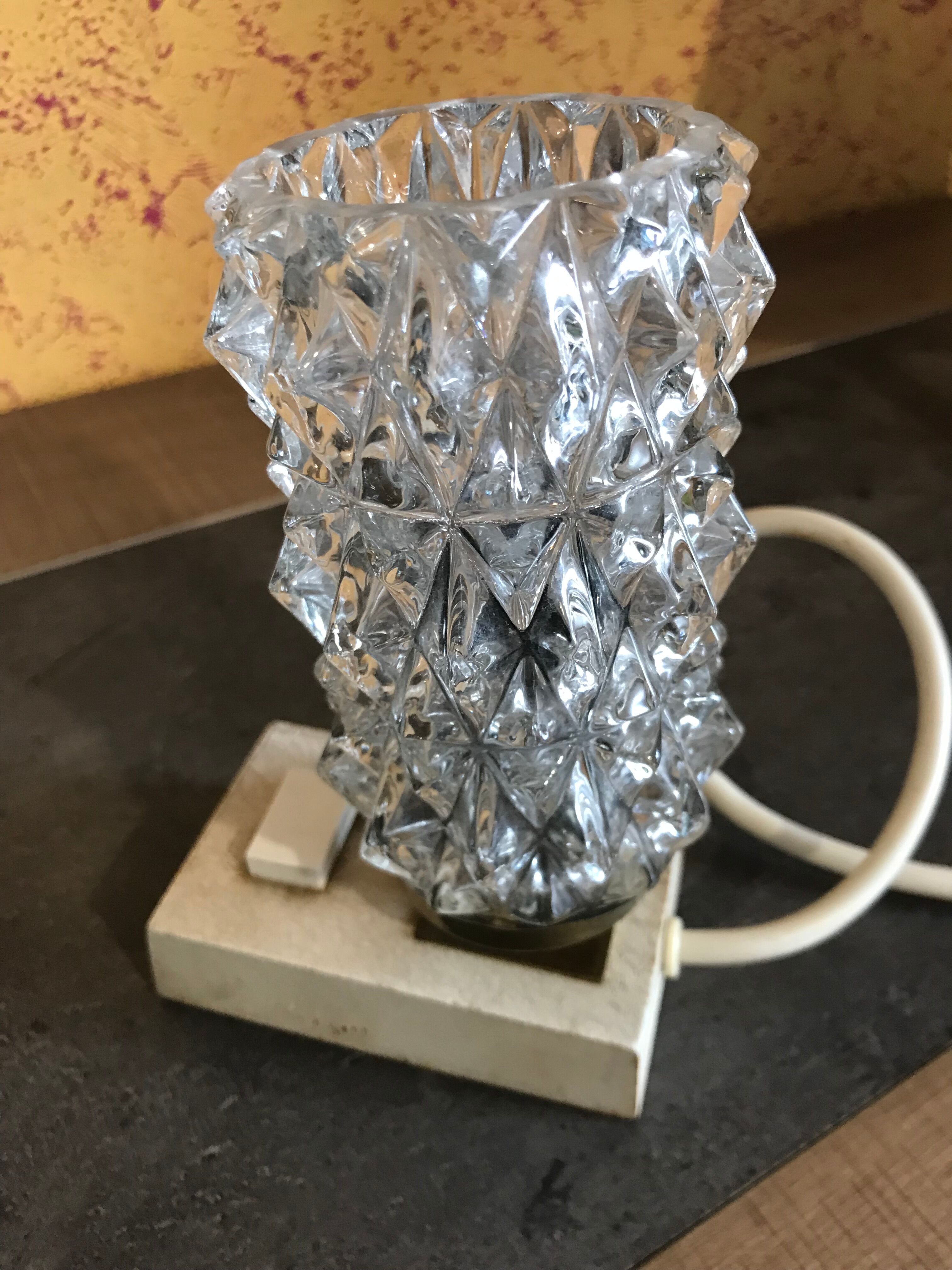 Structured glass bedside lamp 60s/70s hillebrand