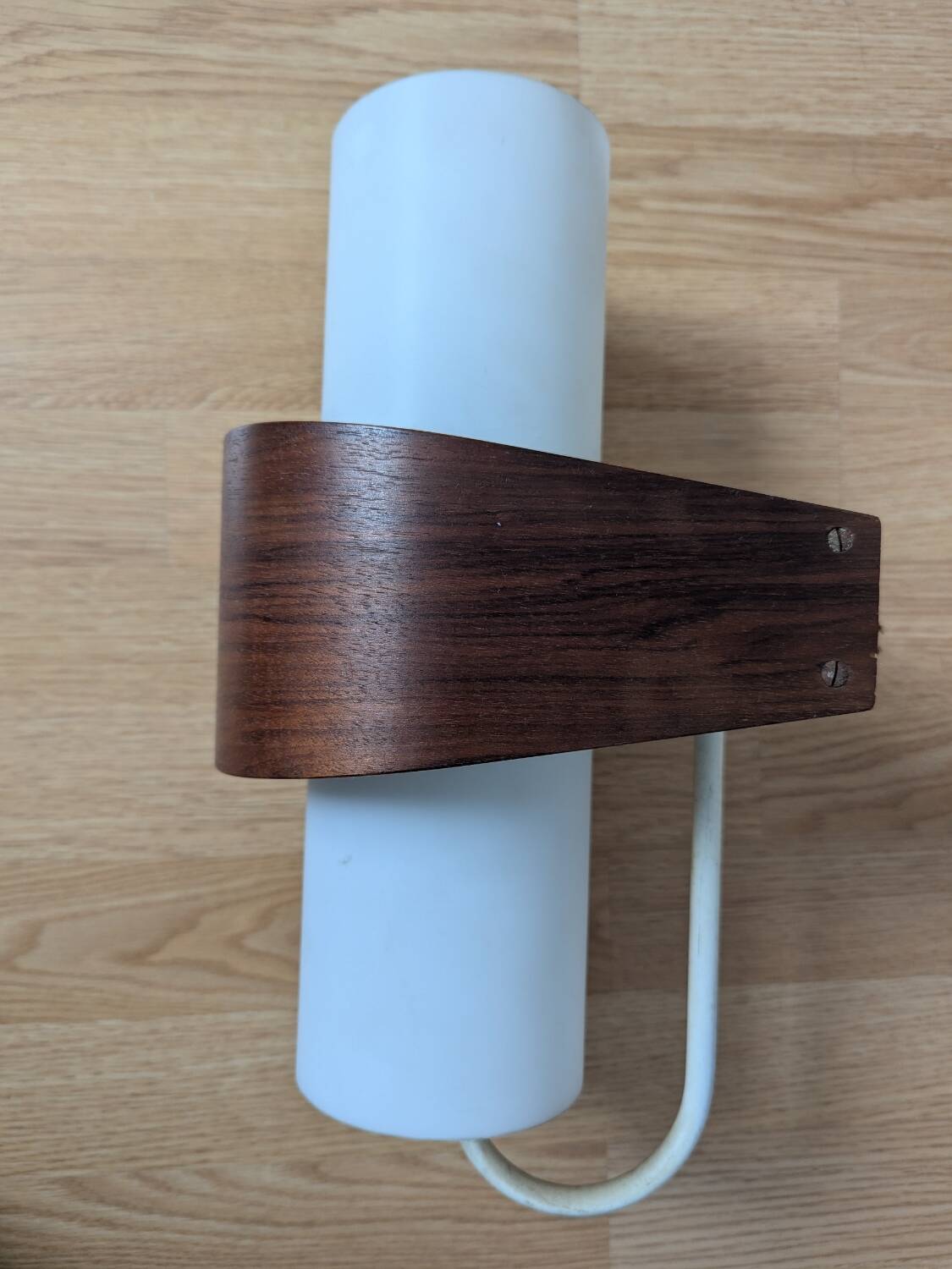 Pair of Louis Kalff NX40 teak and glass wall lights for Philips
