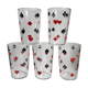 Set of 5 silkscreened water glasses "card game" vintage years 60s-70s
