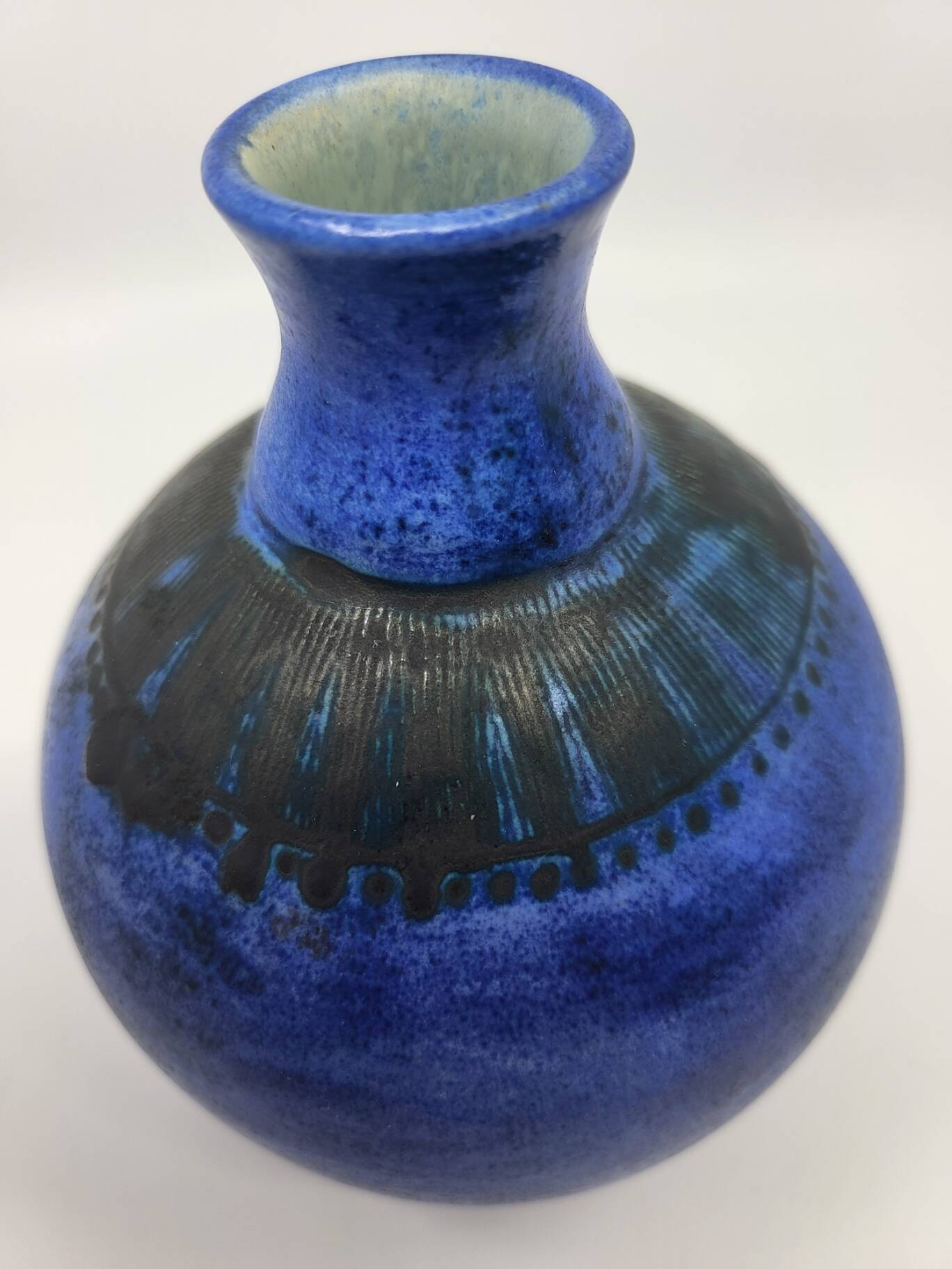 Jacques Blin vase in blue ceramic, France, Mid Century Design