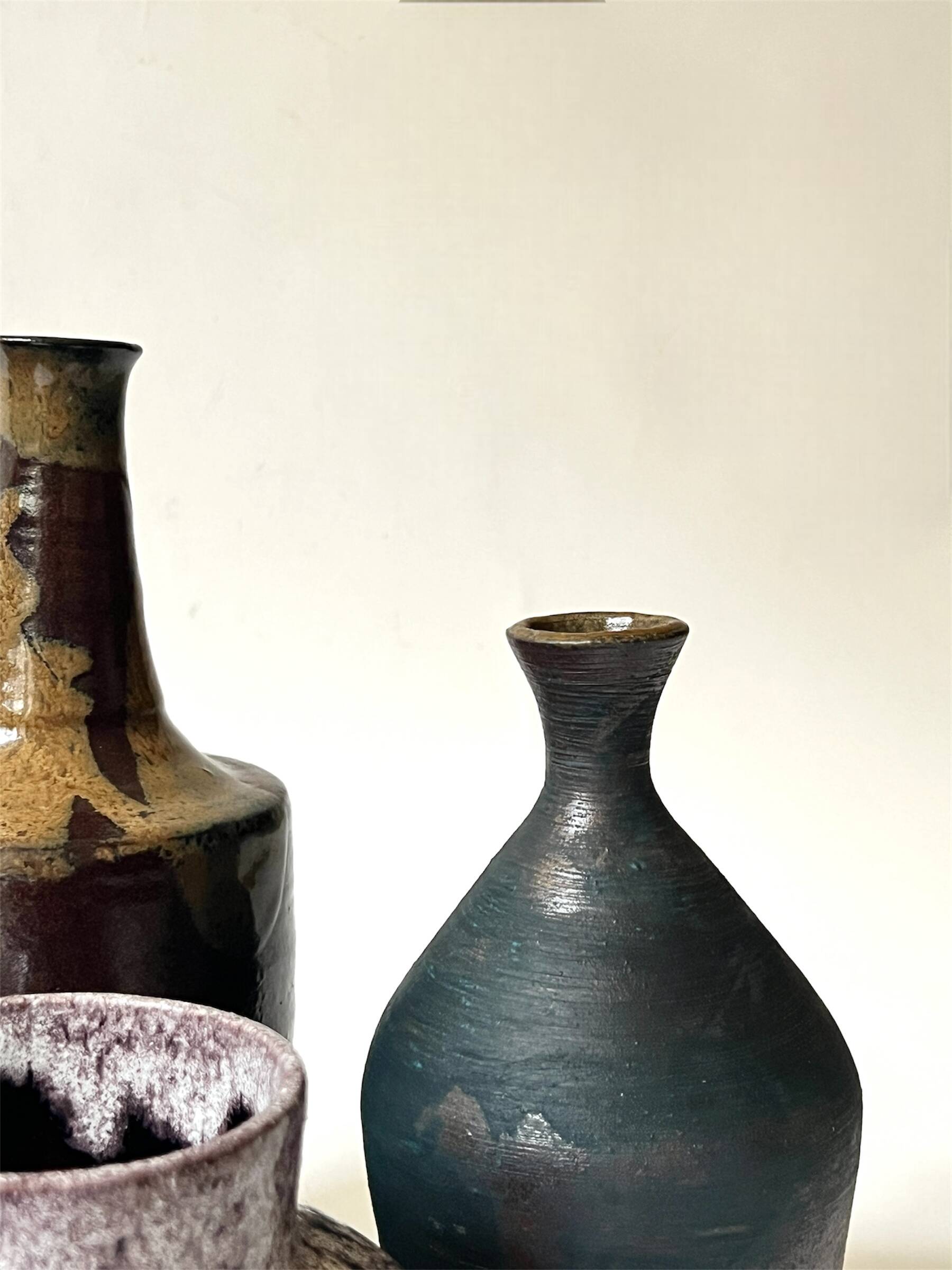 Handcrafted and signed stoneware vase, ceramic, circa 1970