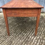 Poplar wood table with 2 front drawers from the Reconstruction period.