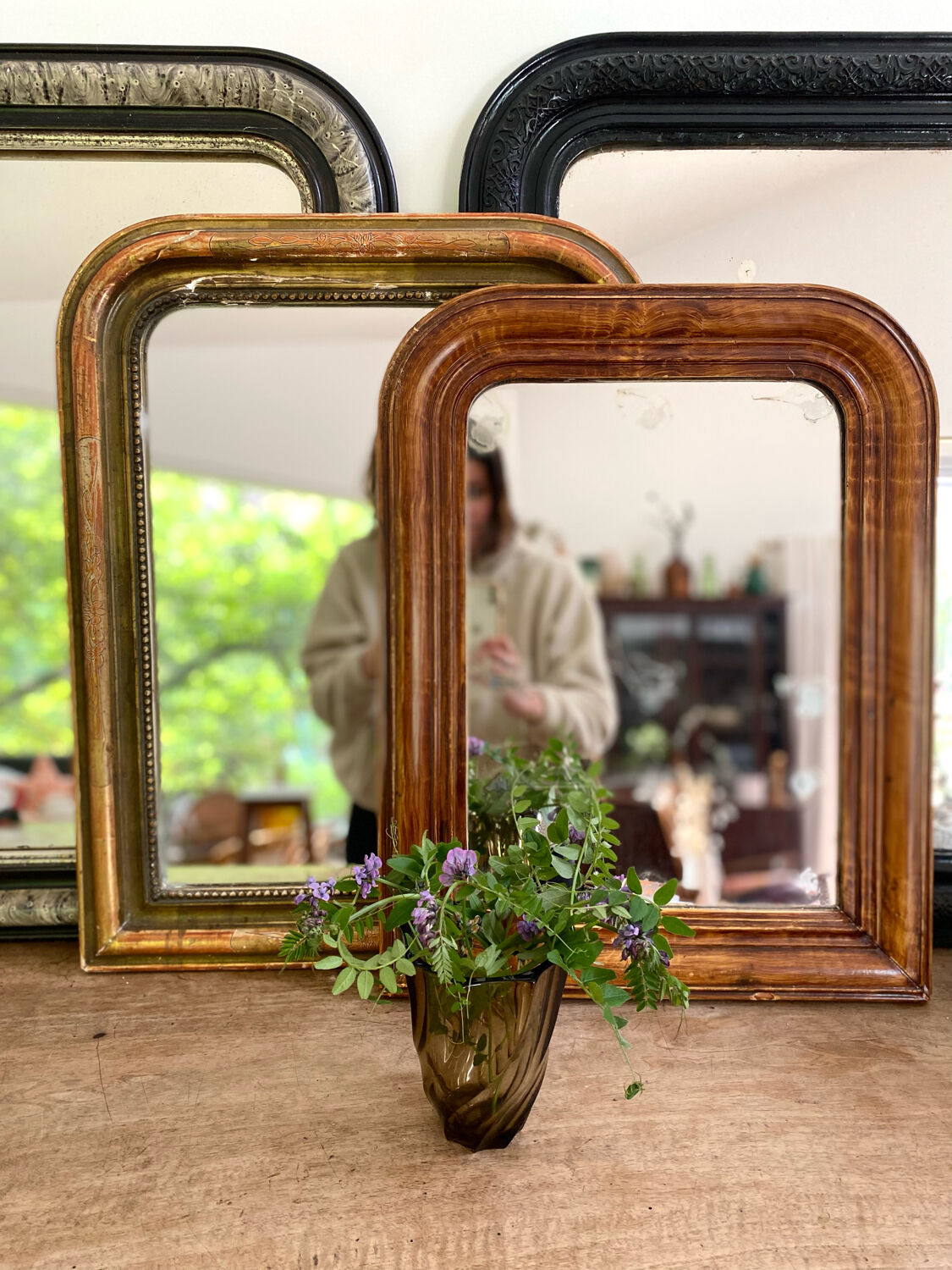 Antique Louis Philippe mirror with wooden plate