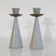 Pair of Swedish candlesticks in painted wood and brass