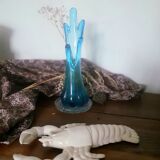 Vase corolle en verre bleu