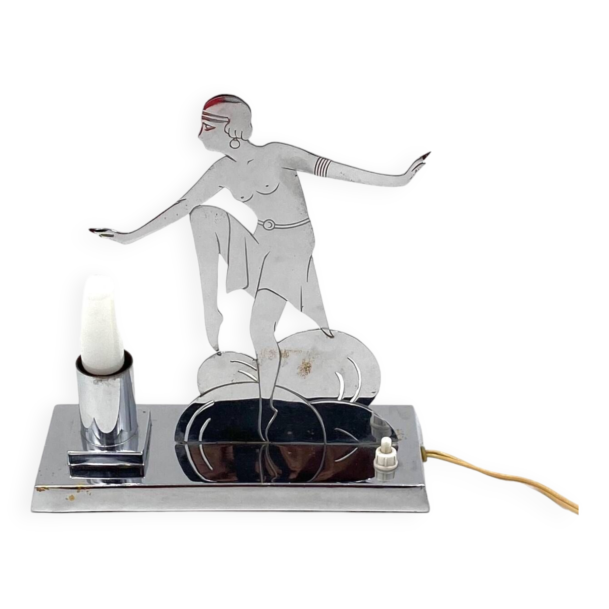 Art Déco Charleston Dancer cubist Table Lamp, LW Paris France, circa 1930
