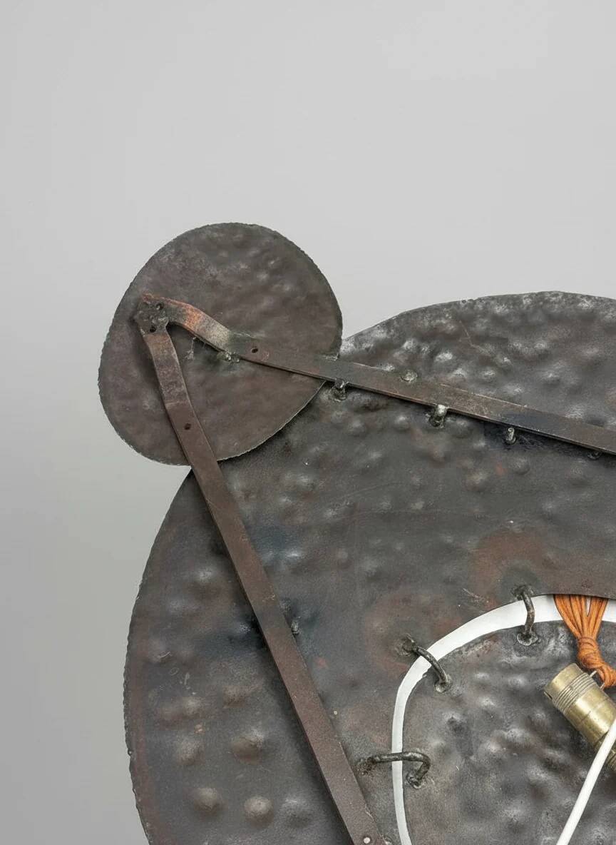 Set of brutalist wall sculptures signed B + D, circa 1965–1975.