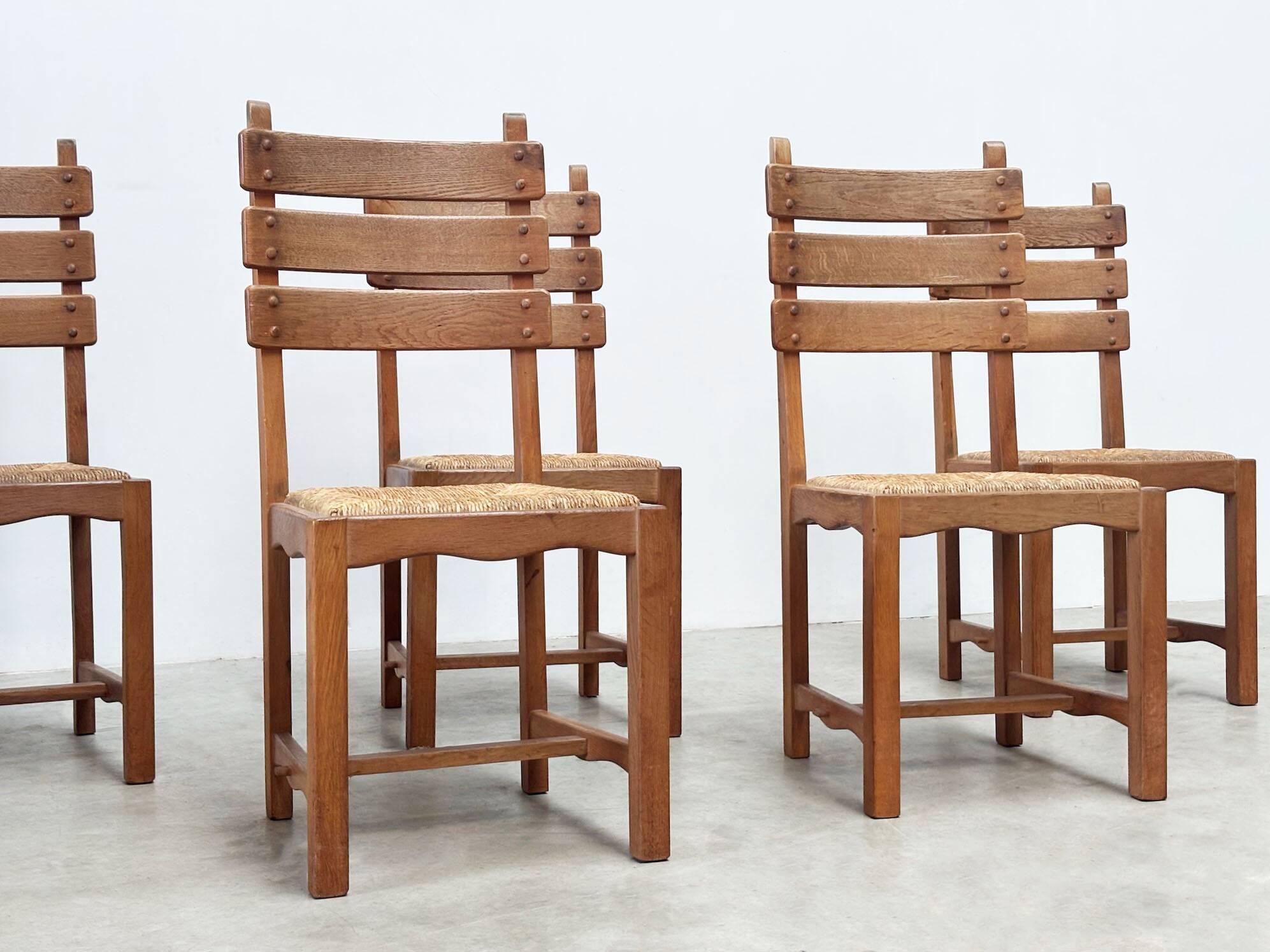 Set of six French dining chairs