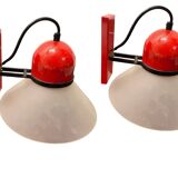 Industrial Red Sconces Set of 2 1970’s