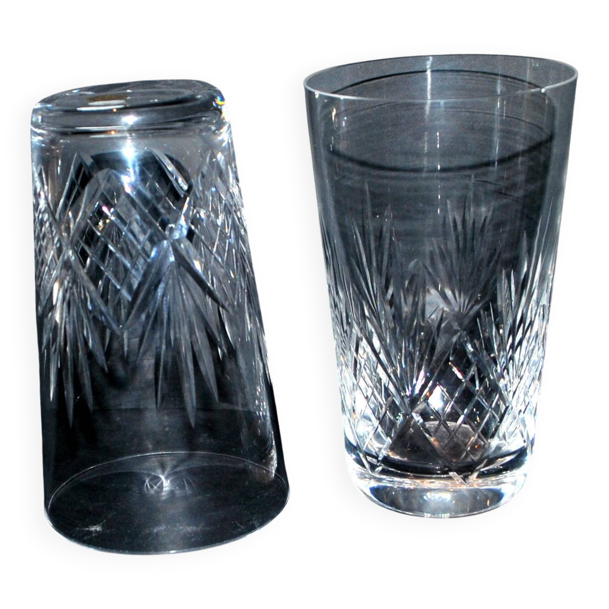 Set of 2 junon water juice glasses in cut crystal cristallerie lorraine lemberg