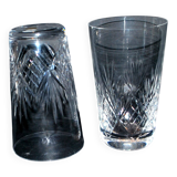 Set of 2 junon water juice glasses in cut crystal cristallerie lorraine lemberg