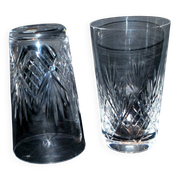 Set of 2 junon water juice glasses in cut crystal cristallerie lorraine lemberg