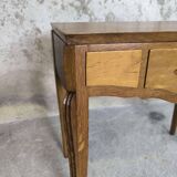 Vintage oak and elm burl bedside table