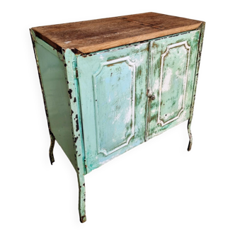 Industrial sideboard hospital cabinet iron mint green