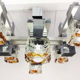 1970's cubic chandelier in chromed metal designed by Maison Sciolari for Mazzega