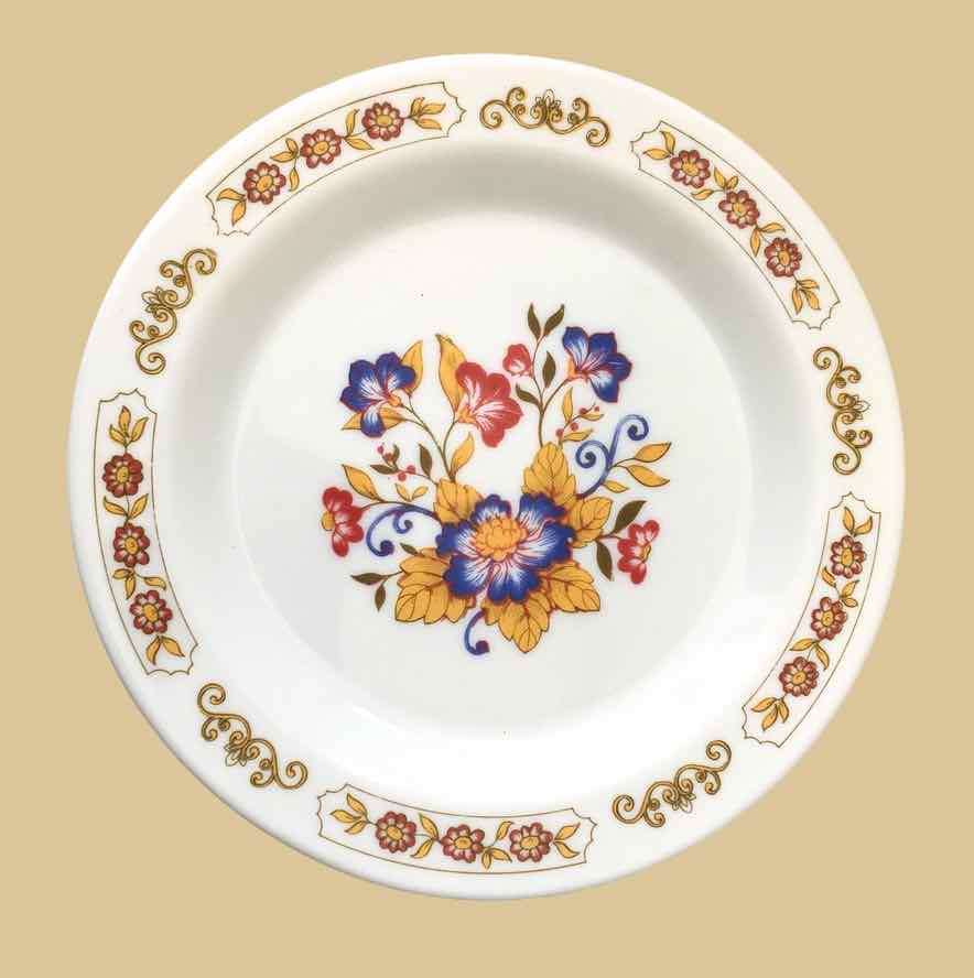 6 floral dessert plates 1970