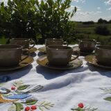 Set of 6 stoneware cups and saucers