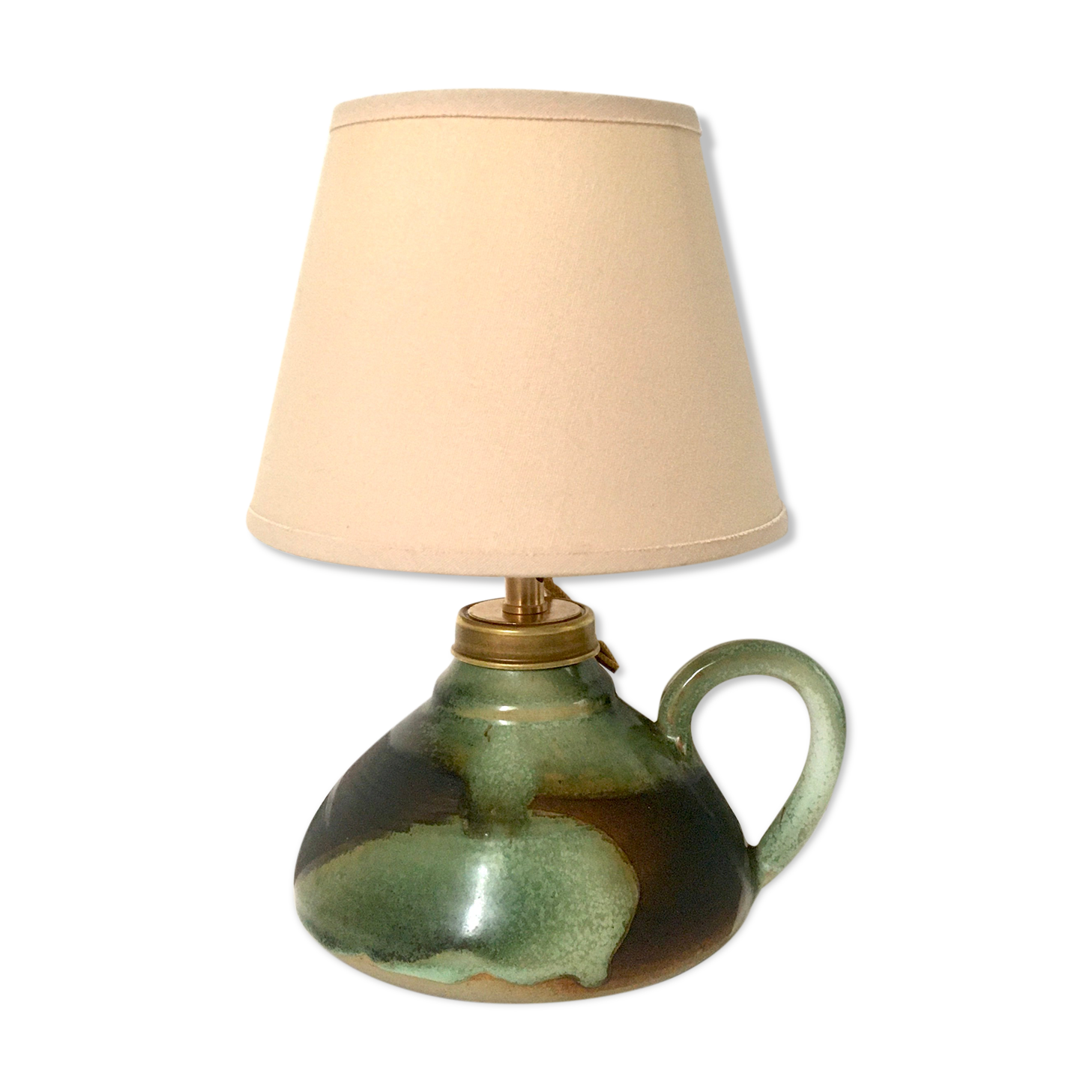 Lampe céramique, abat jour et câble tressé 2m