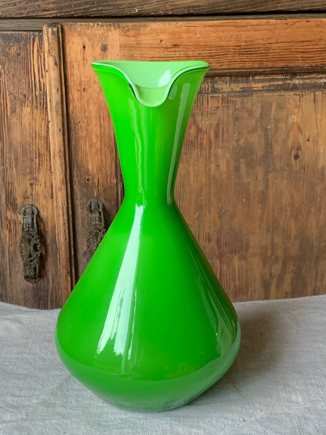 Empoli glass vase/carafe/ewer, 1960s