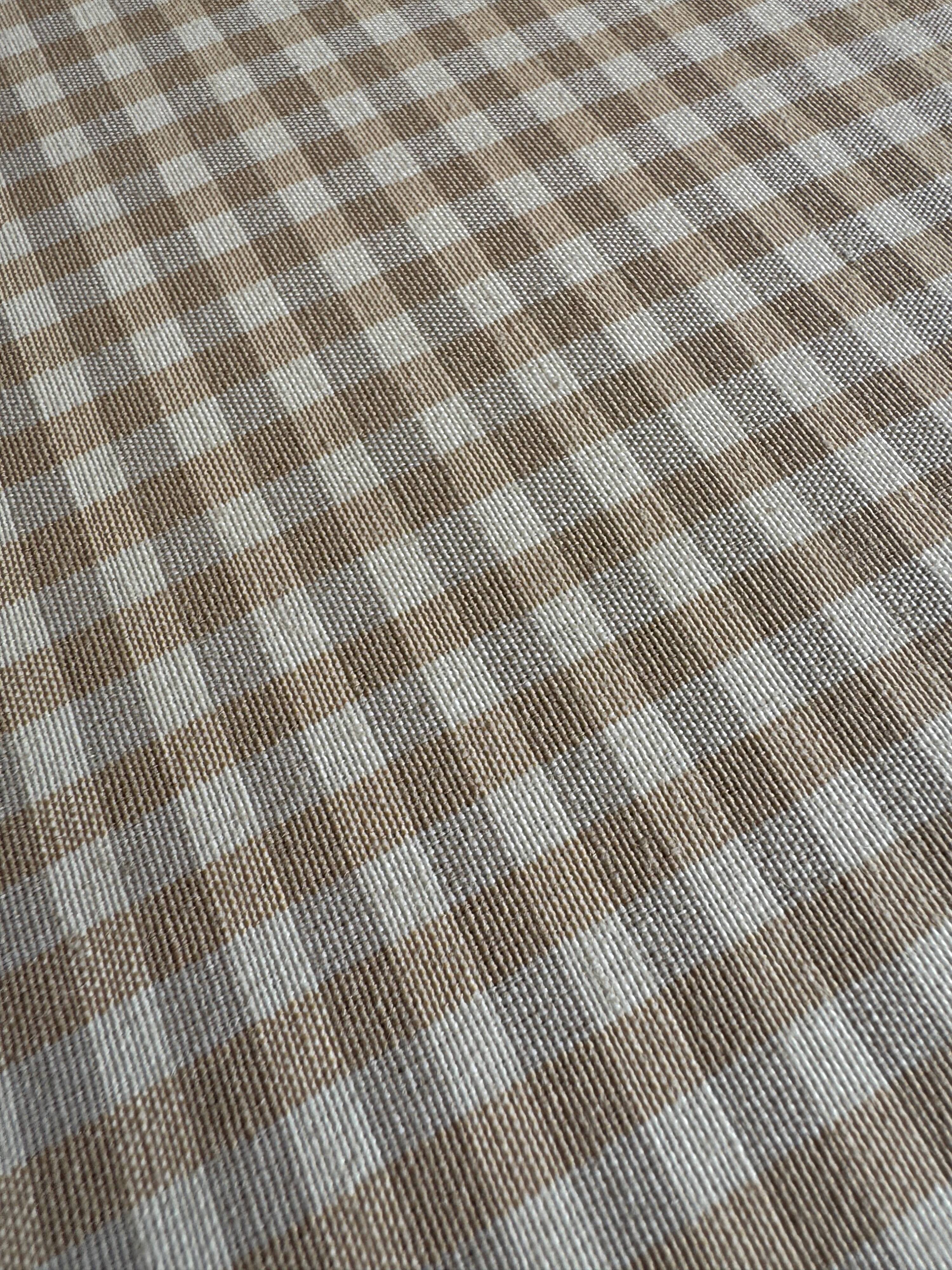 Set of 4 Scandinavian light wood dining chairs with beige polyester upholstered seats