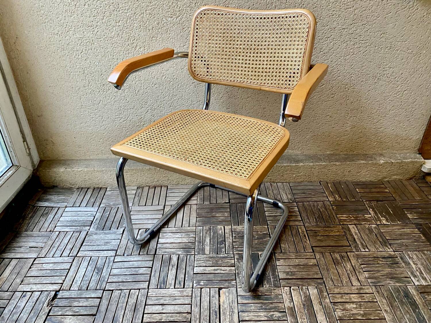 Cesca B64 armchair designed by Marcel Breuer, vintage Italy, 1980s.