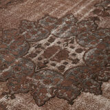 Hand-Knotted Hi-Low Pile Oriental 1980s 204 cm x 335 cm Brown Carpet