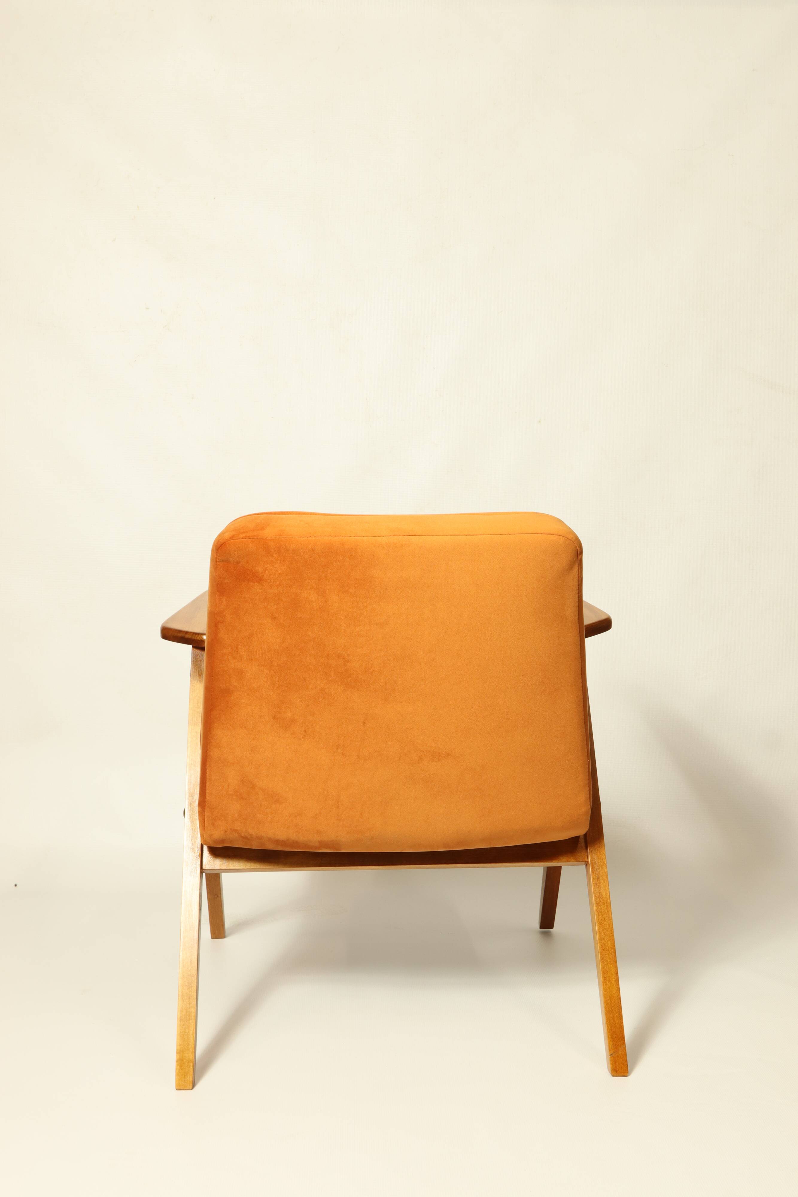 Fauteuil Lounge Vintage Burt Orange par J. Chierowski, 1960, Design Scandinave