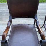Fauteuils en cuir et fer forgé