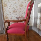 Fauteuil ancien restauré retapissé Louis-Philippe d’époque