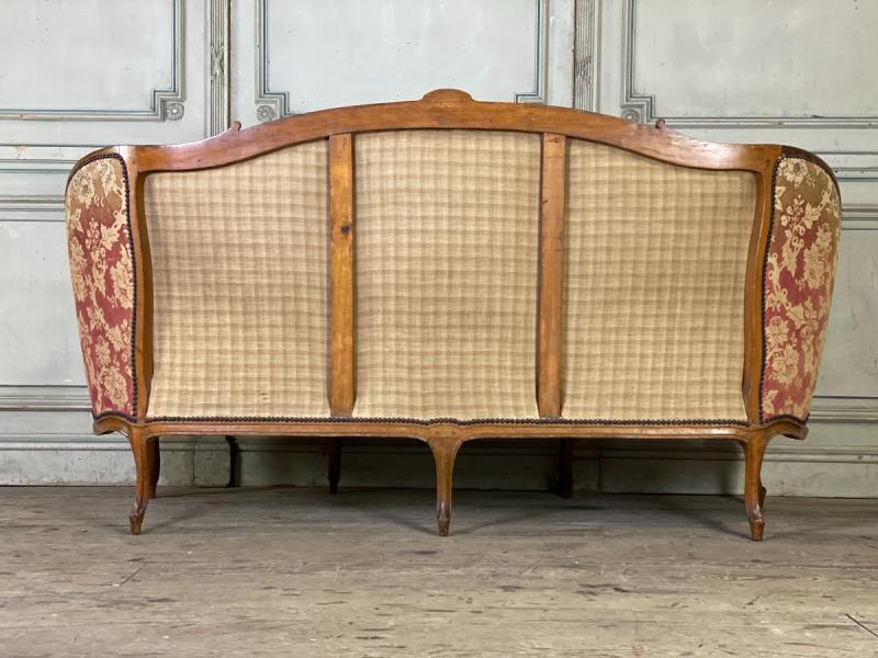 Louis XV Bench In Carved Beech And Moulded Corbeille File, 18th Century