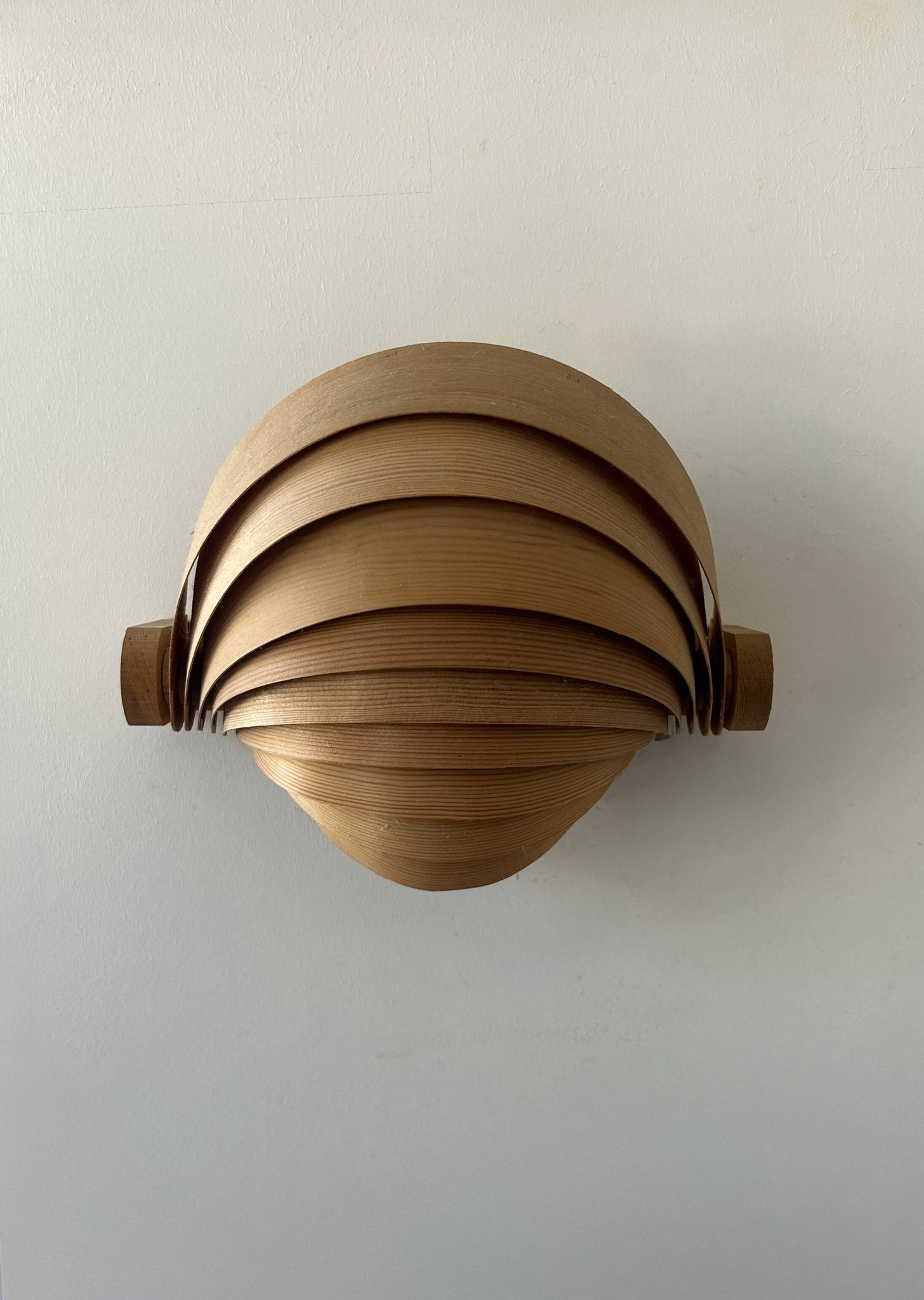 Vintage pine slat wall lamp, Translandia, Netherlands, 1960s