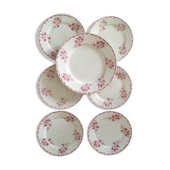 Six dessert plates and serving dish U&C Sarreguemines Digoin model "Margot"