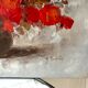 Old oil on canvas painting bouquet of red flowers signed