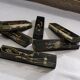 6 vintage knife holders, resin inclusion, shells.