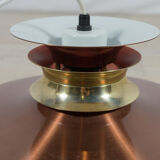 Scandinavian ceiling lamp copper & glass, Denmark, 1960s