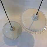 Duo of opaline hanging lamps